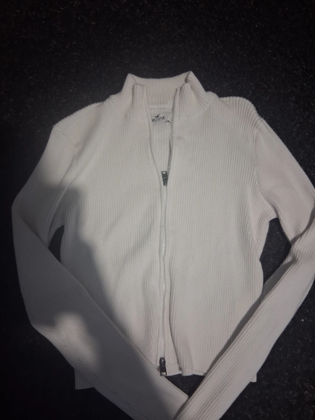 Hollister white ribbed zip-up sweater - photo 2