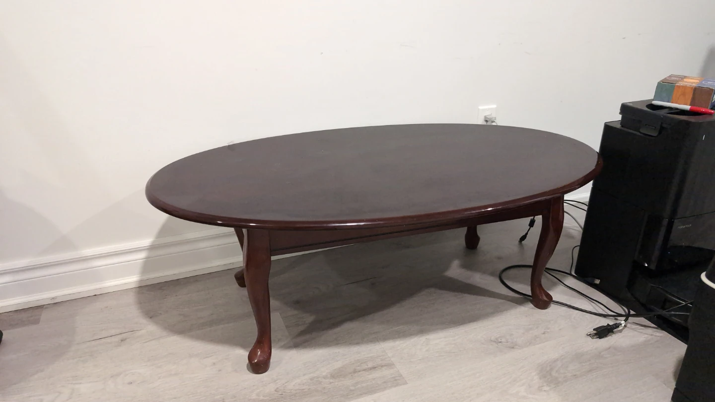 Dark Wood Oval Coffee Table - photo 3