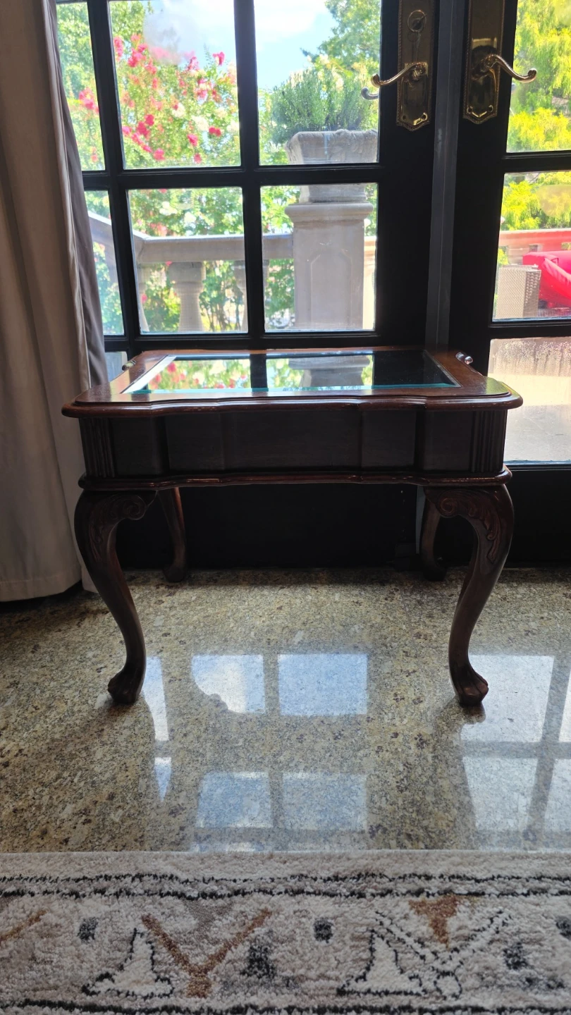 Antique Side Table with Glass Top - photo 2