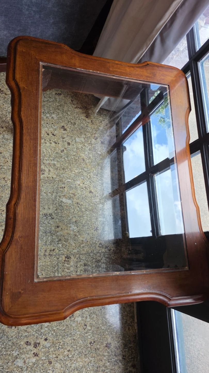 Antique Side Table with Glass Top - photo 3