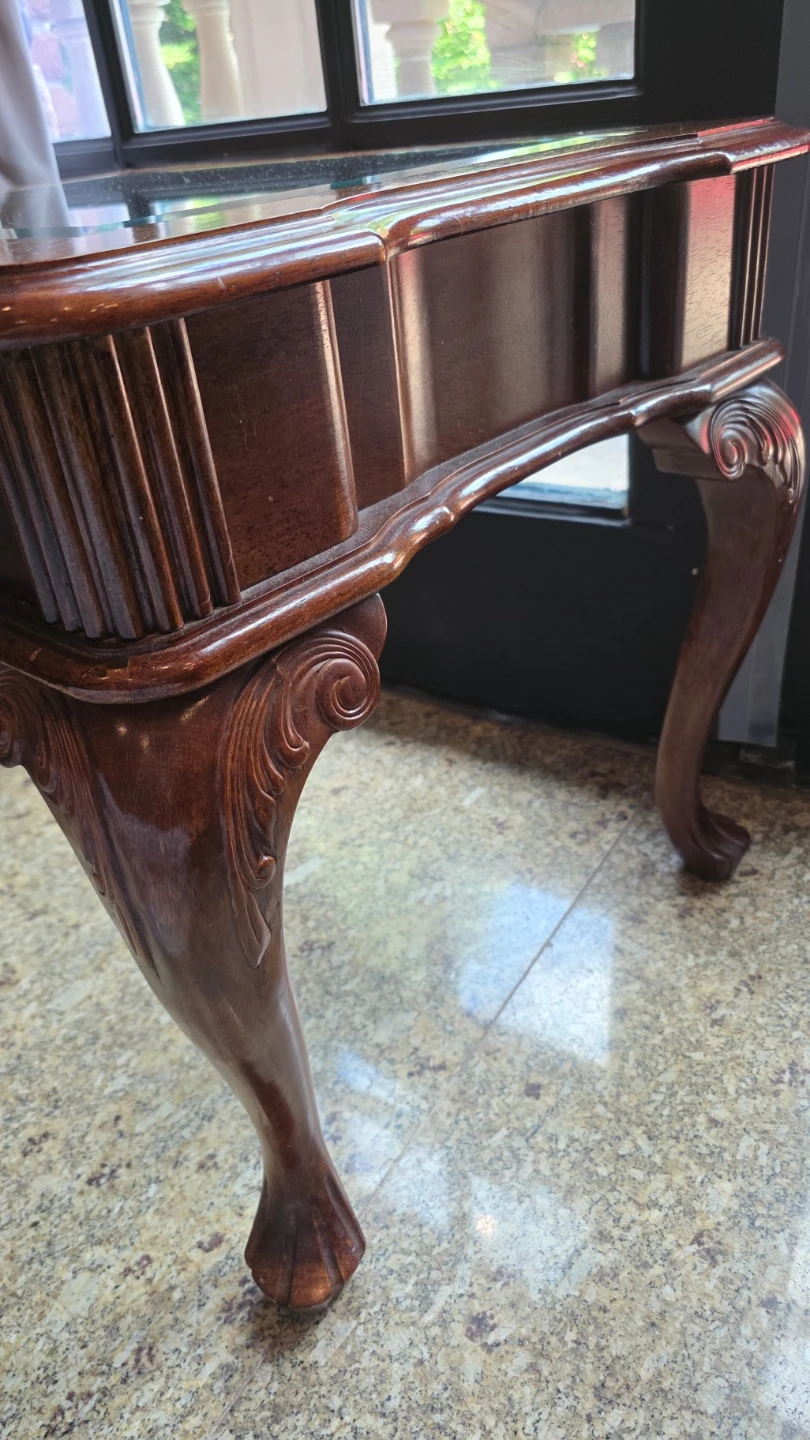 Antique Side Table with Glass Top - photo 4