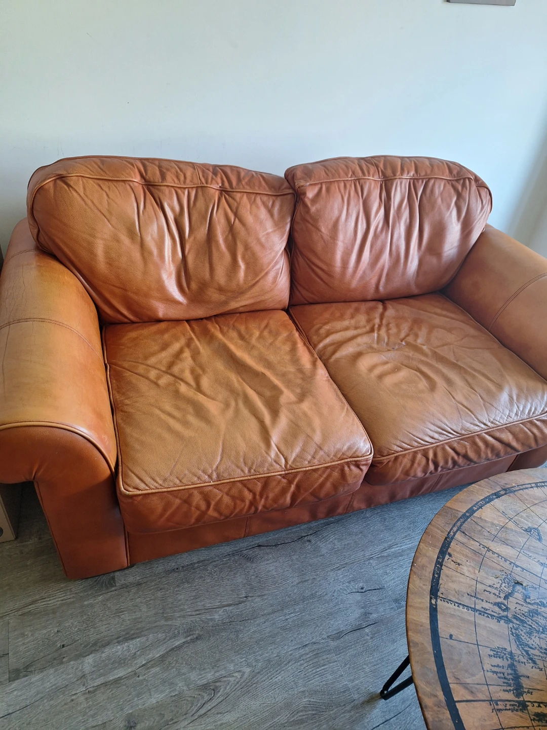 Brown Leather Loveseat