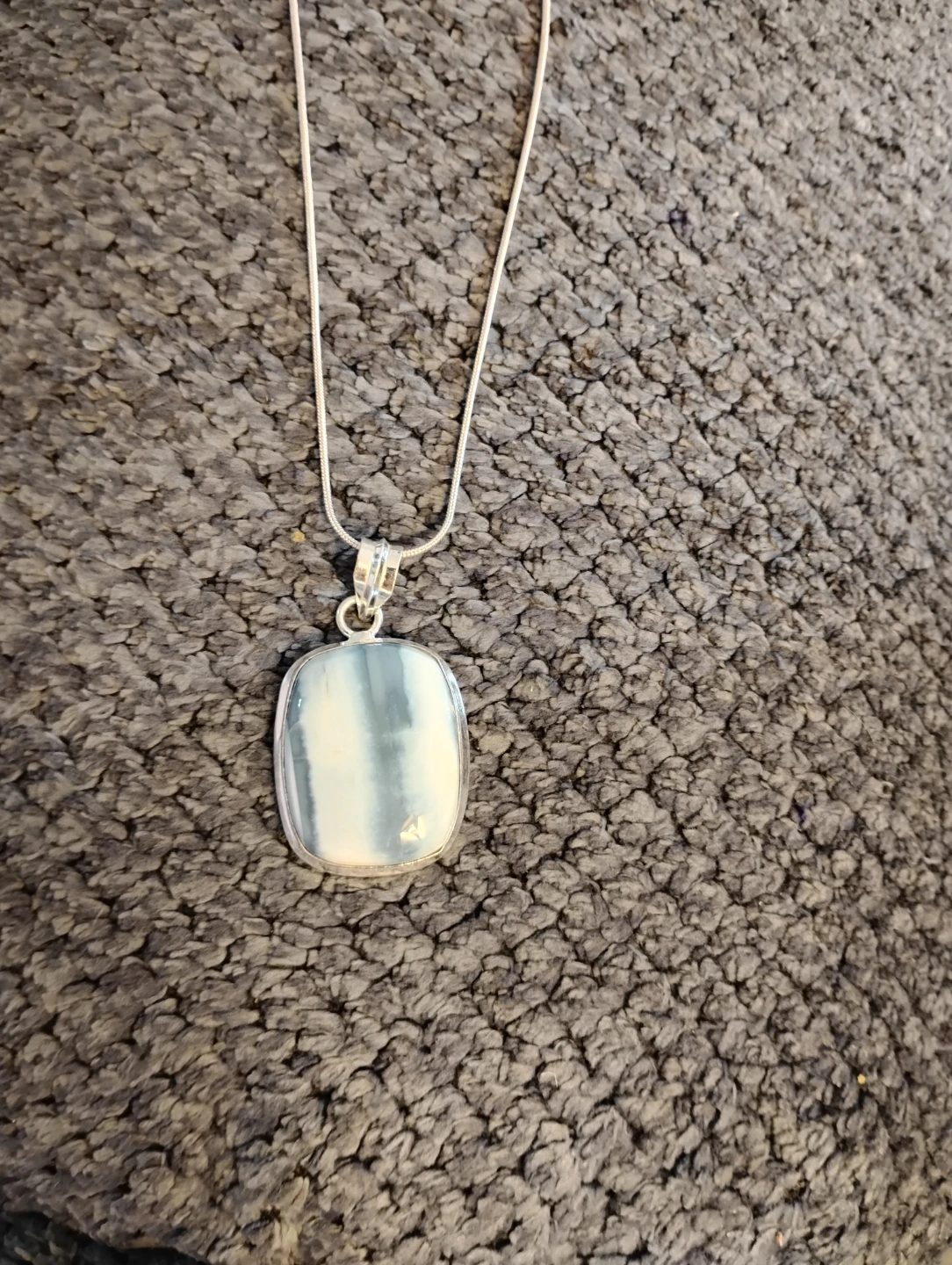 Sterling Silver Banded Agate  Necklace
