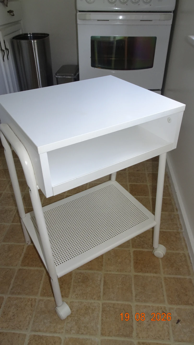 White Rolling Utility Cart / Side Table - photo 3