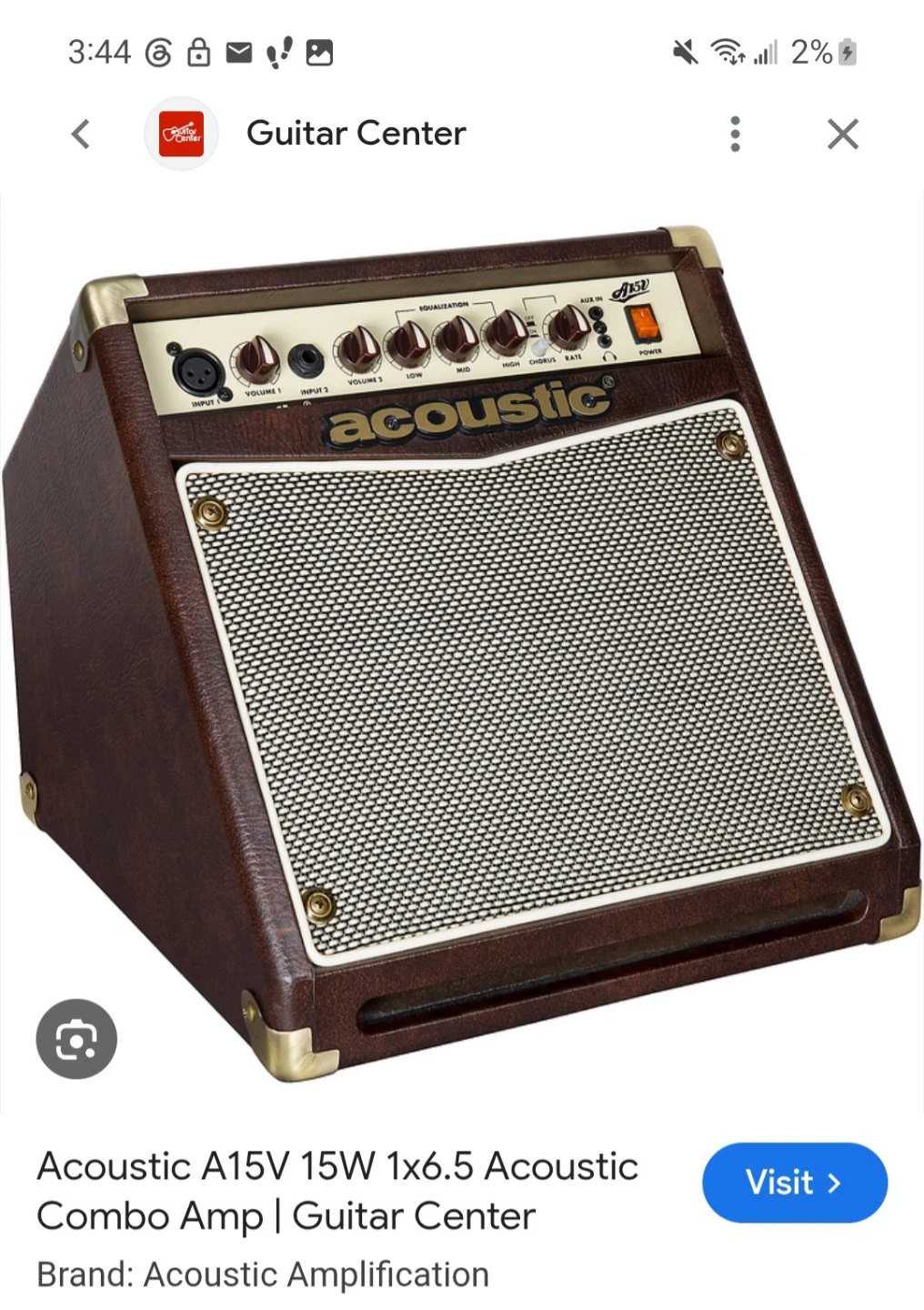 Acoustic A15V 15W Guitar Combo  wedge Amp