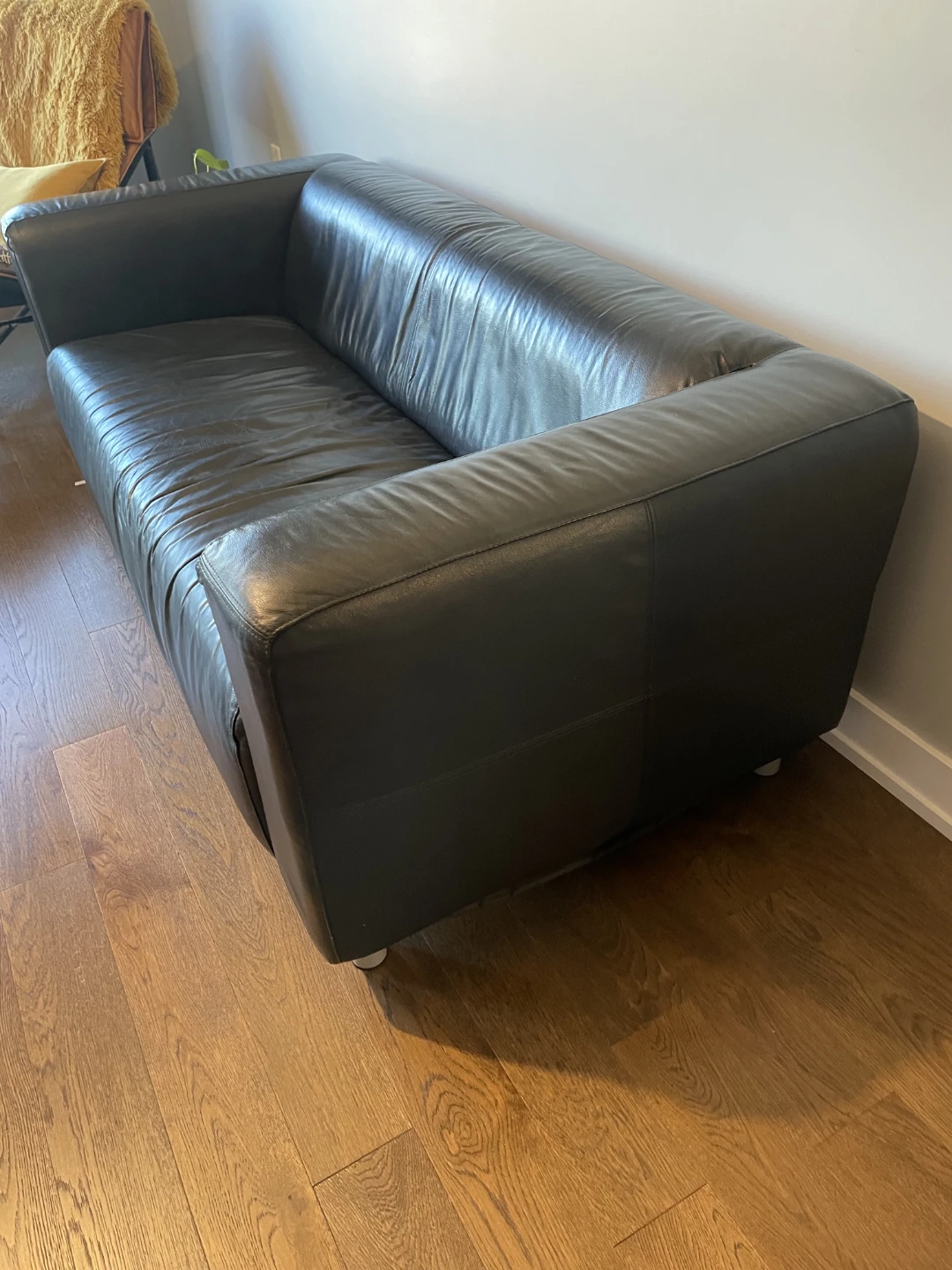 IKEA Klippan Black Leather Sofa
