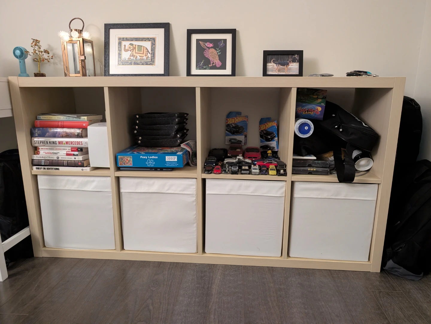 IKEA Kallax shelf with 4 boxes