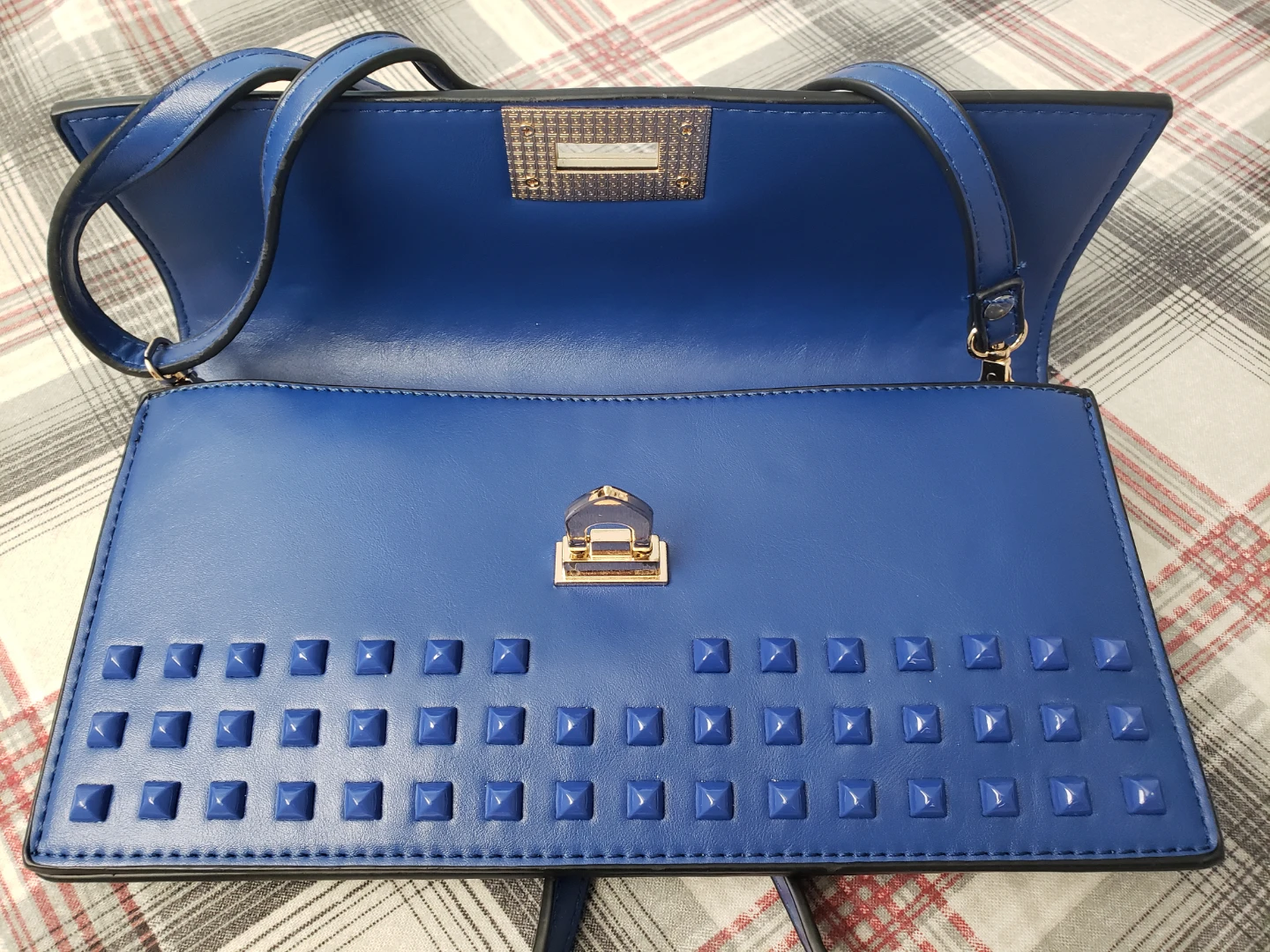 Slimfit Italy Blue studded clutch purse with shoulder strap - photo 4