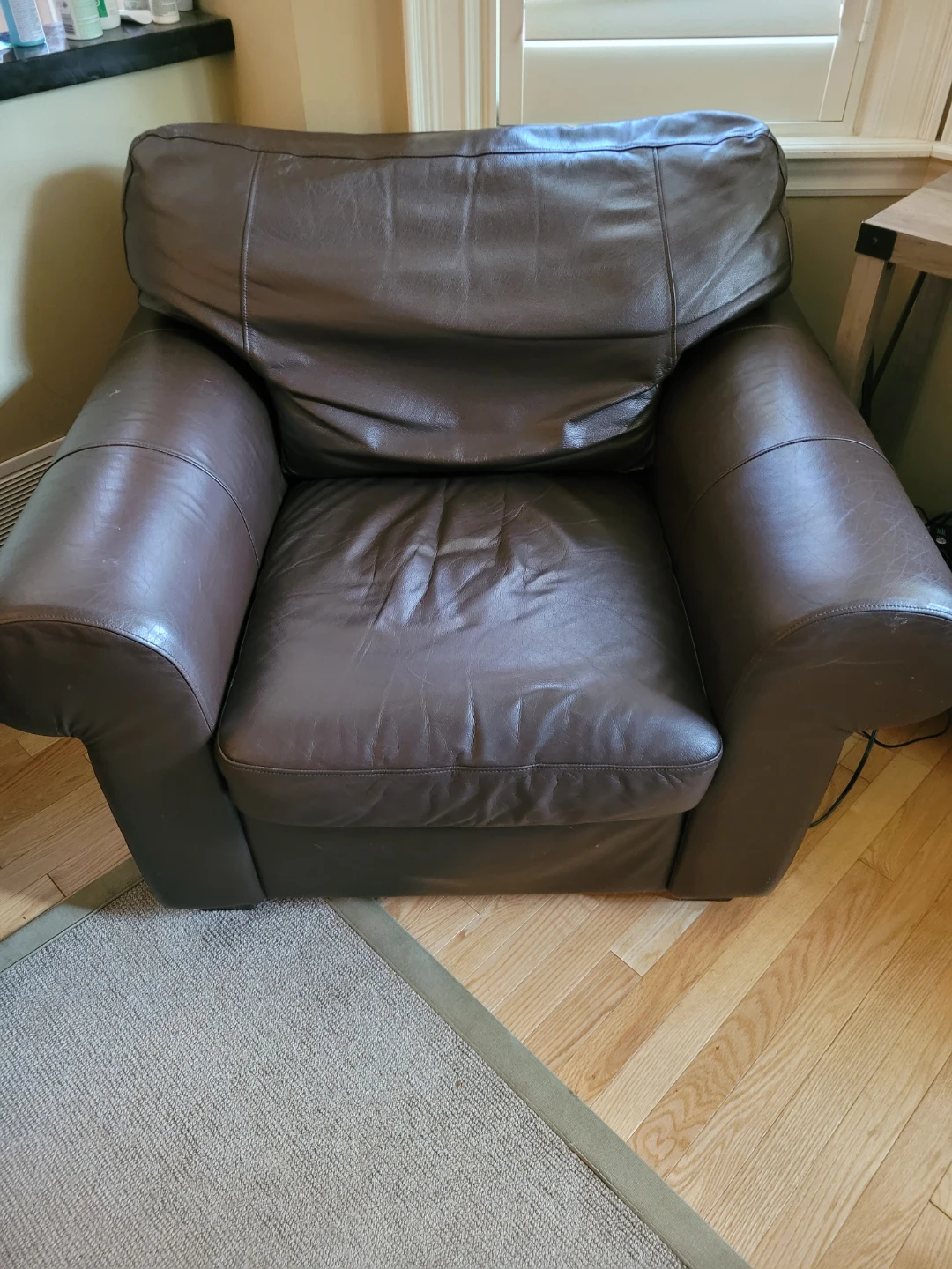 Brown Leather Couch and Armchair Set - photo 2