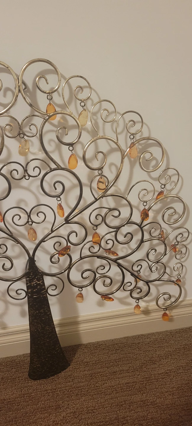 Decorative metal Tree Wall Art with Orange Beads - photo 4