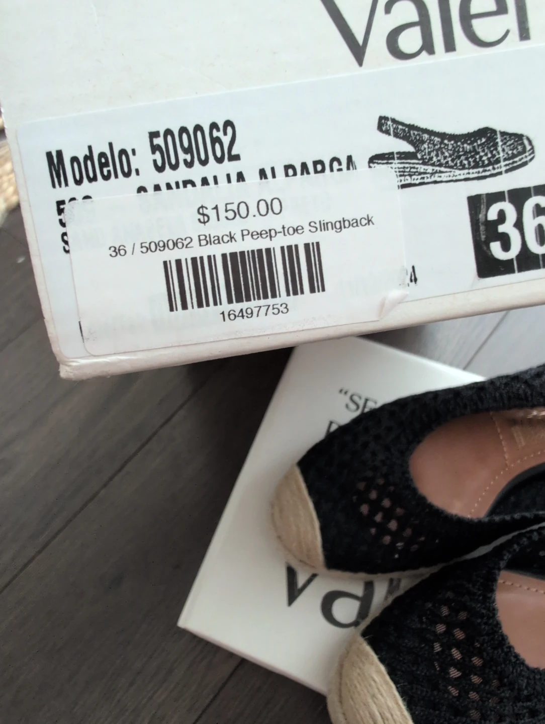 Valentina Black Peep-toe Slingback Espadrille Shoes - photo 2