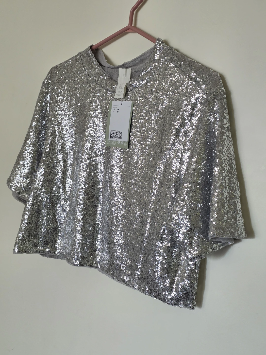 New tagged H&M Sequin Top - Silver, Size M