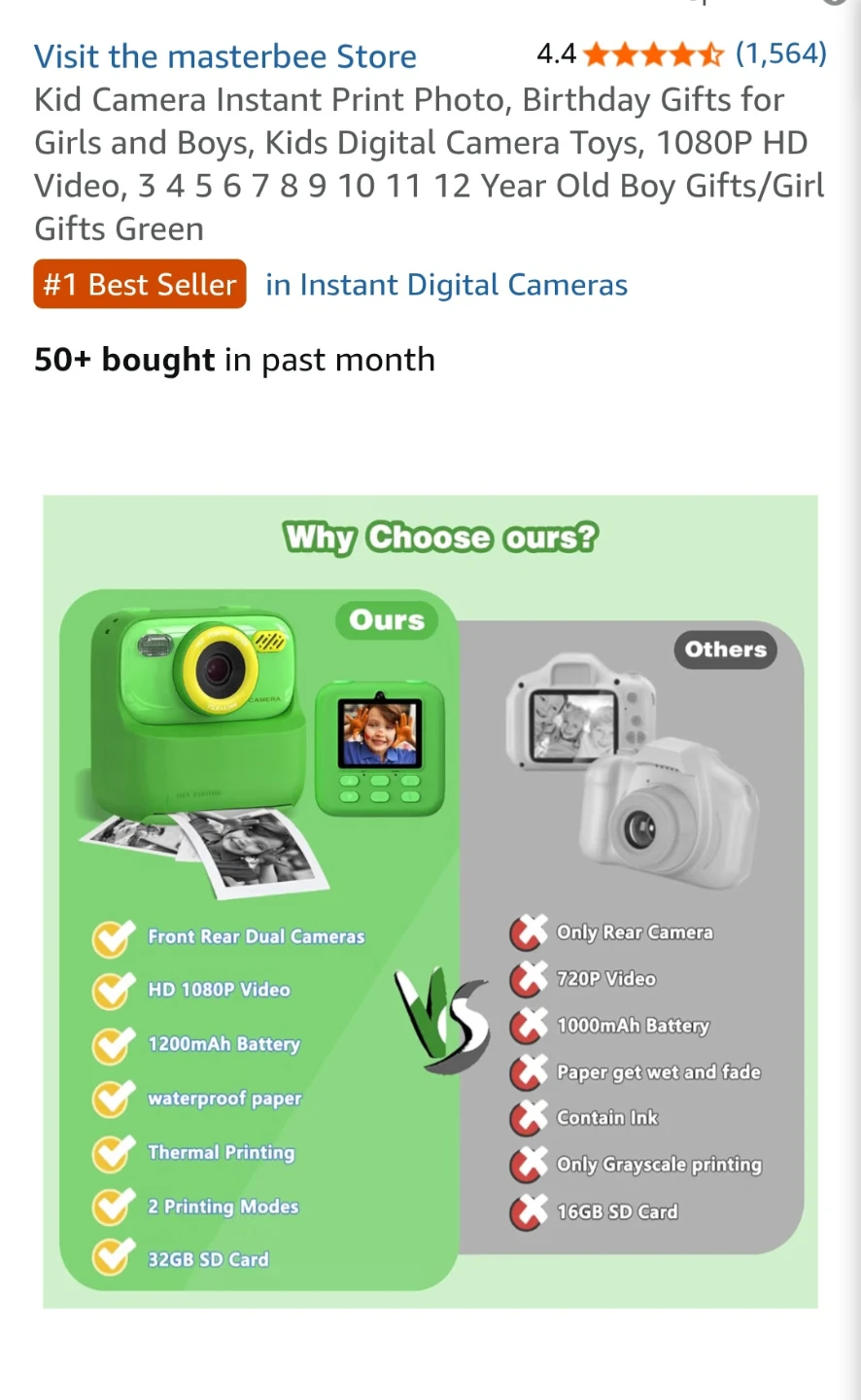 Kids Instant Print Camera - Green - photo 5