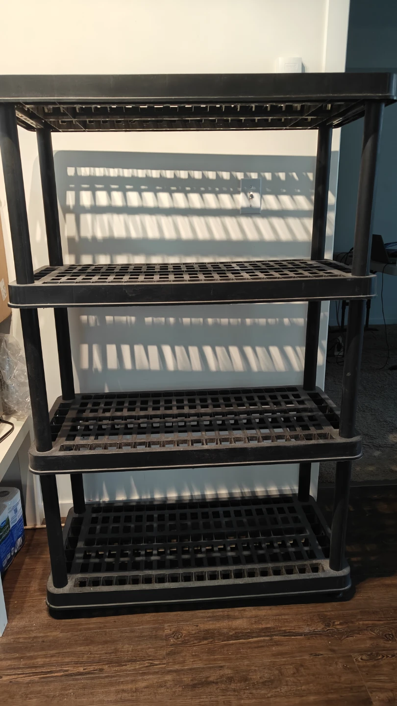 Black 4-Tier Plastic Shelving Unit