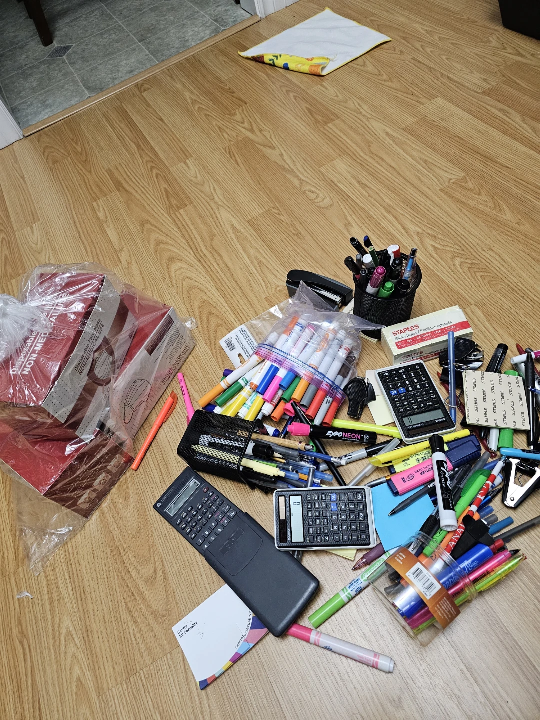A selection of stationery, calculators, staplers, - photo 2
