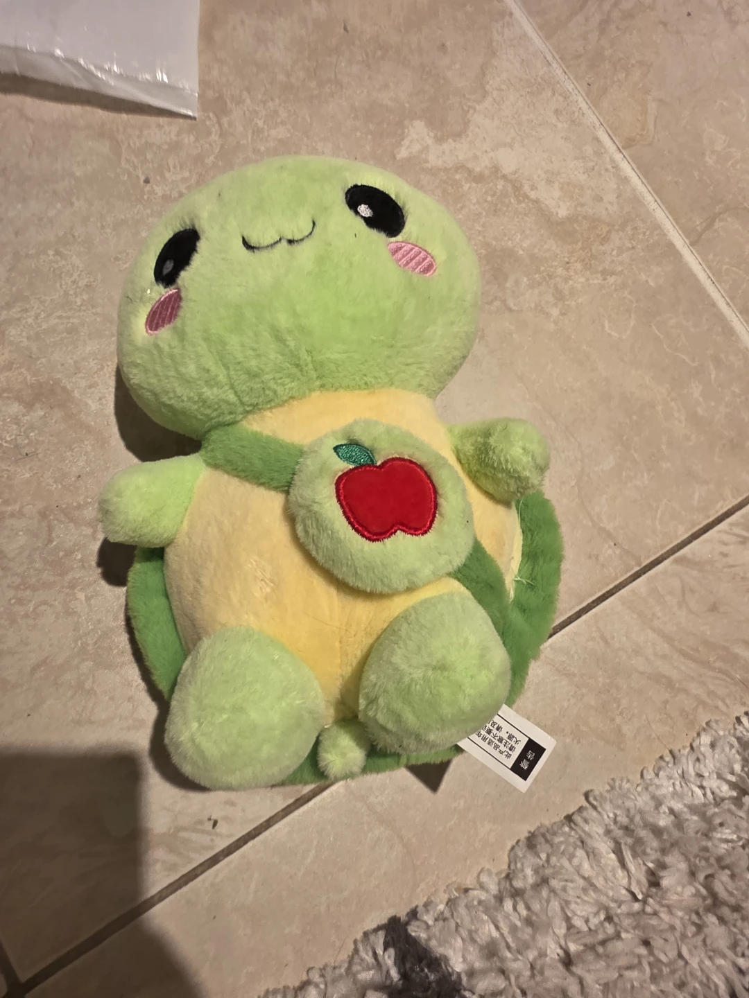 Cute Turtle Plush Toy with Apple Accent