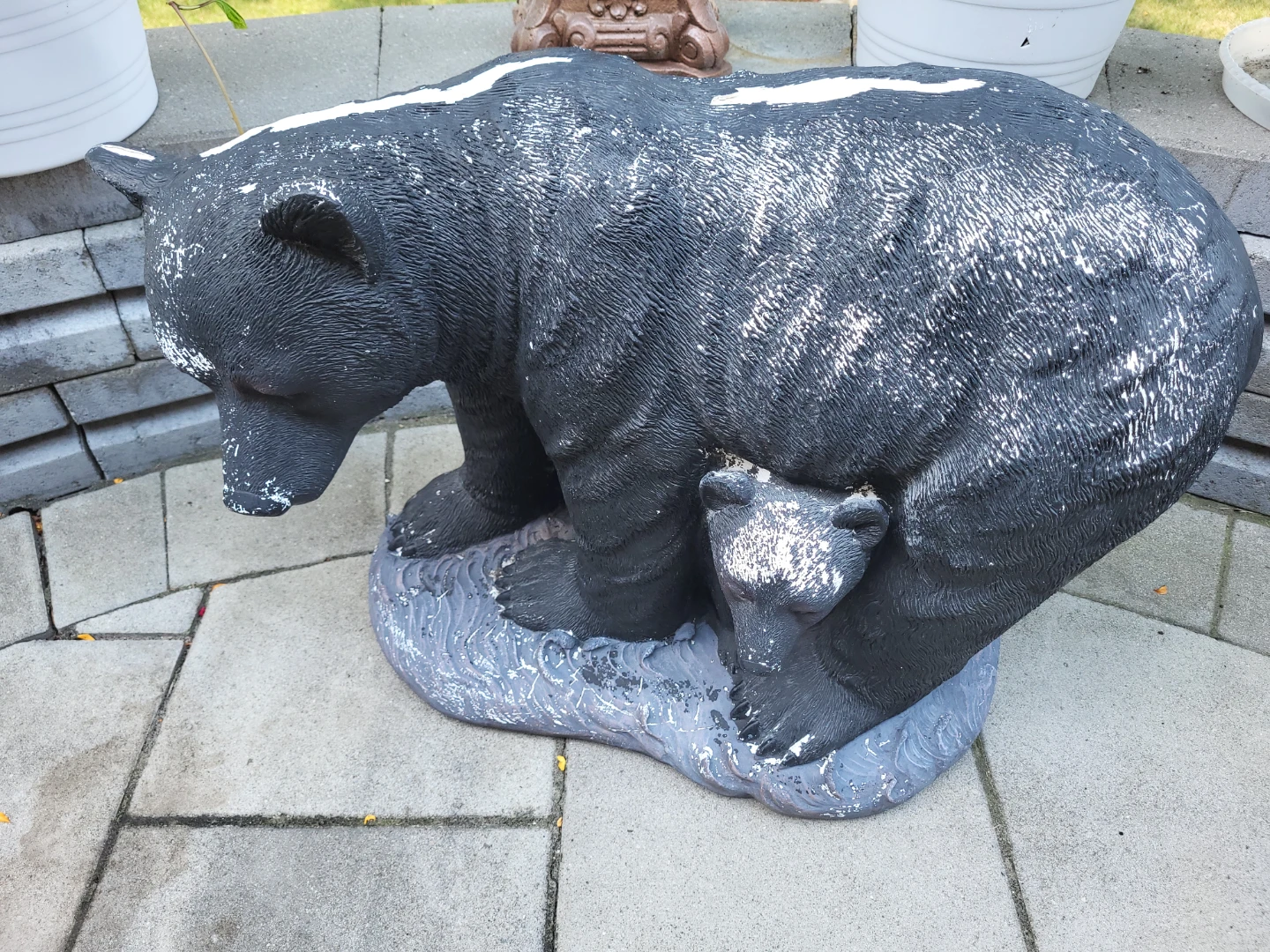 Bear and cub garden statue
