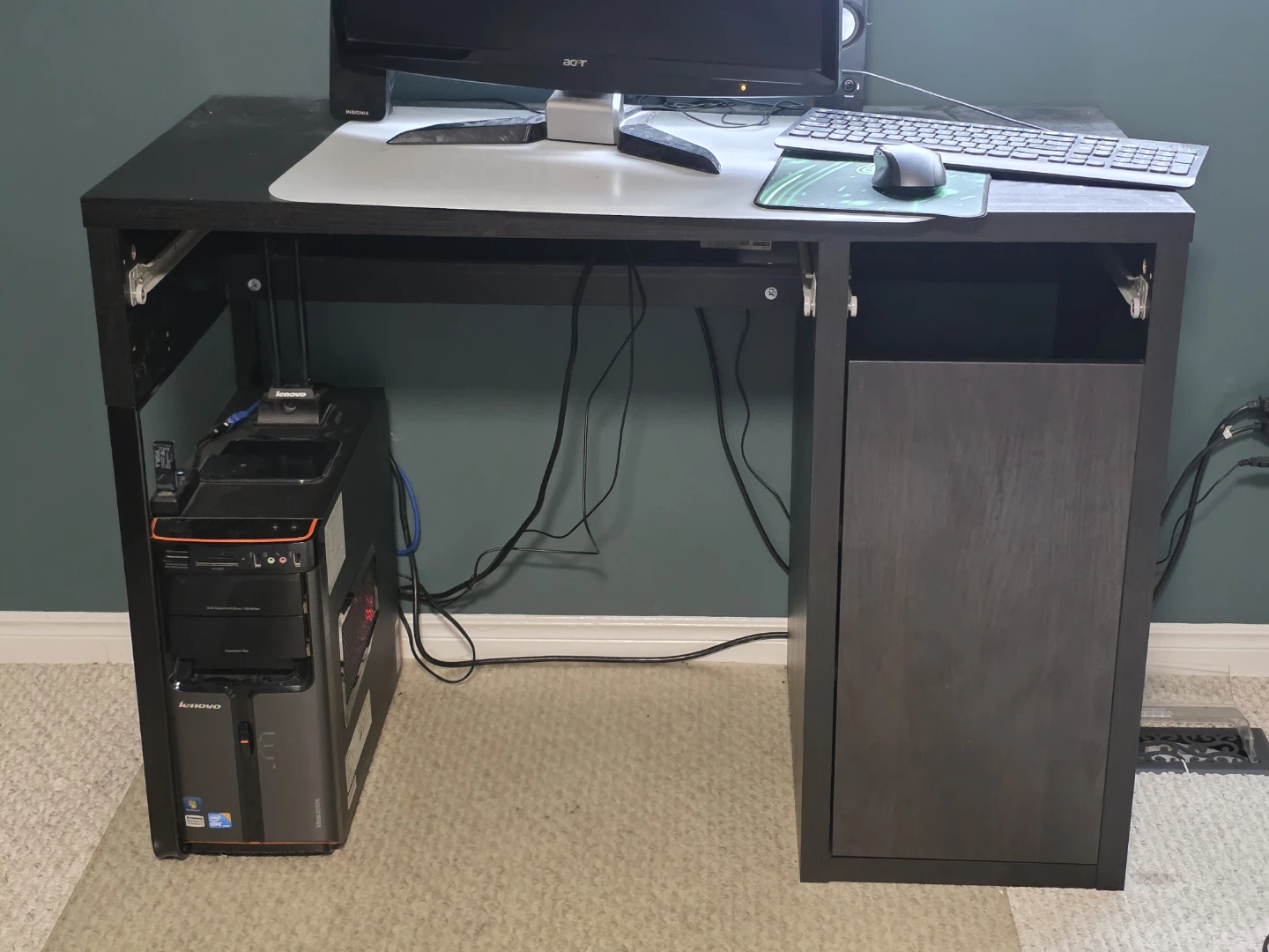 Black Computer Desk with Storage Unit