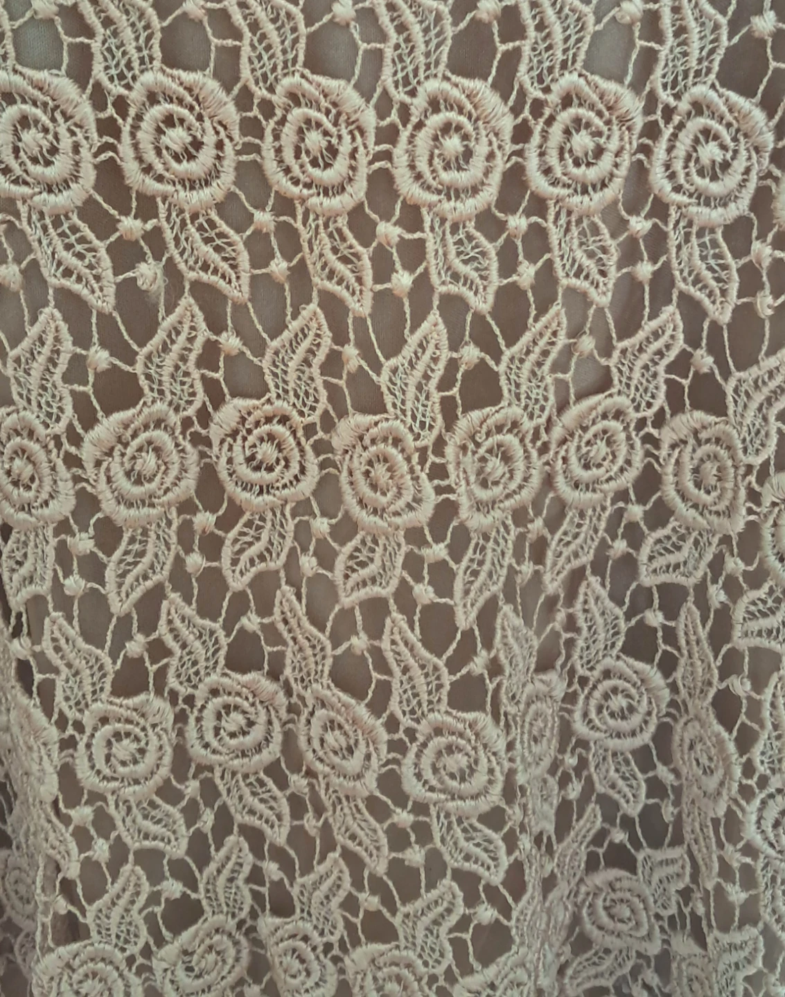 Beige Short-Sleeved Floral Lace Top - photo 3