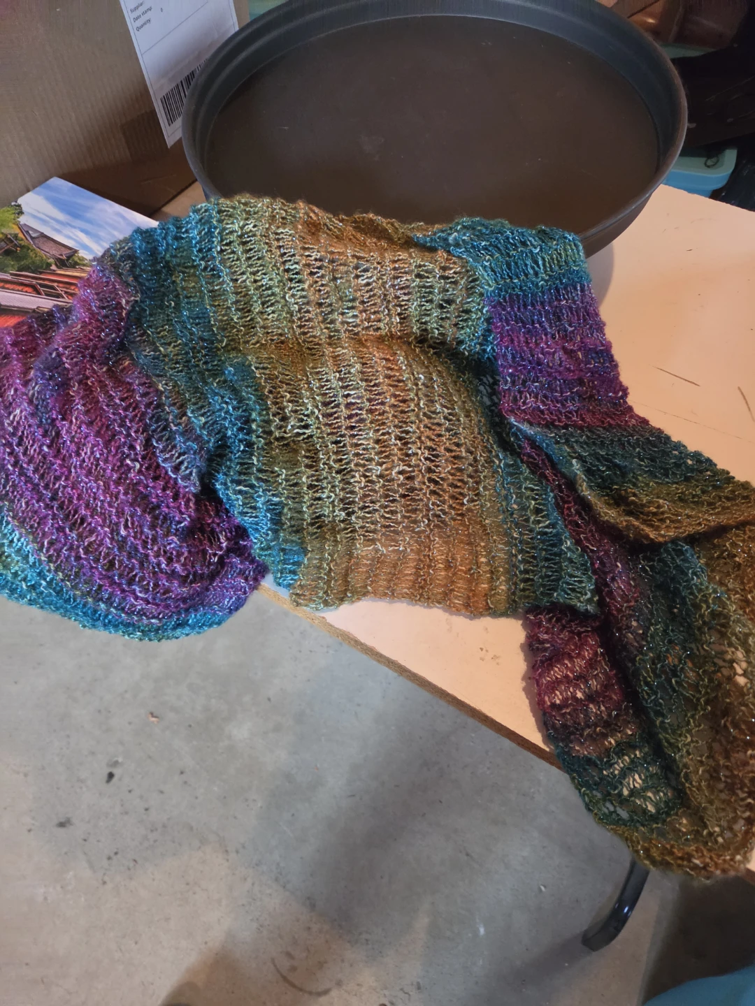 Knitted Rainbow Shawl/Scarf