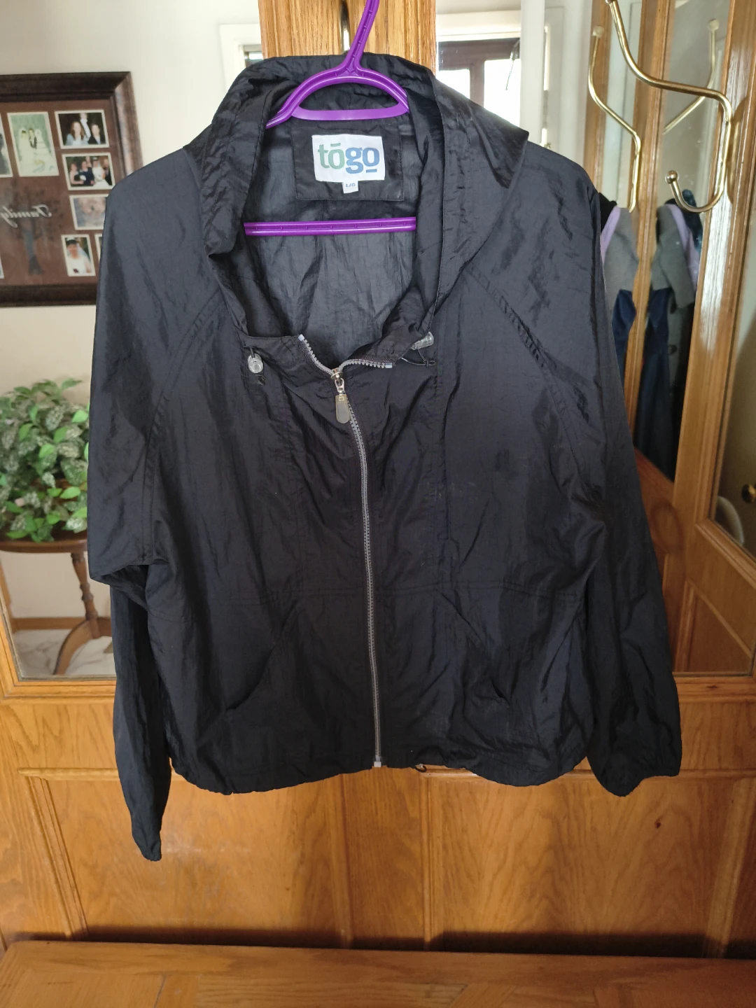 Togo Black Hooded Windbreaker Jacket