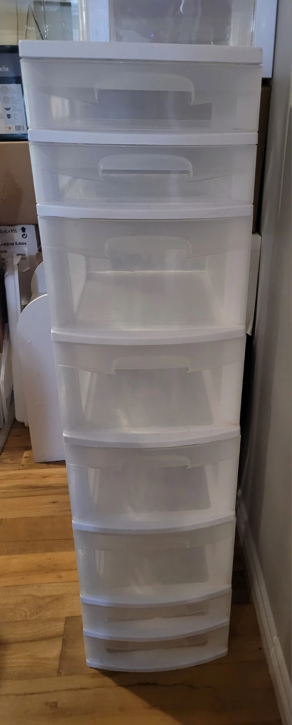 White Plastic Drawer Storage Unit