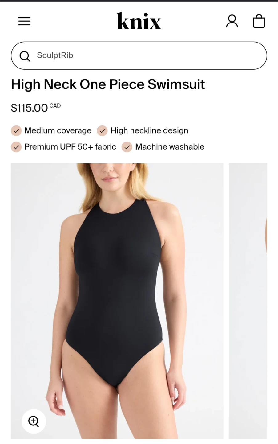 Knix High Neck One Piece Swimsuit Size M