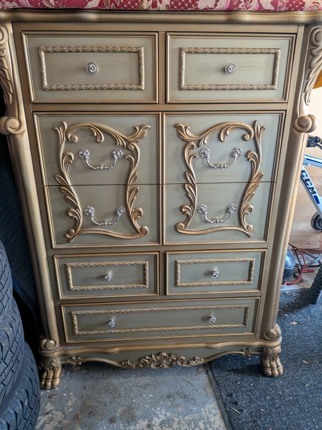 French Provincial Ornate Gold Dresser with Mirror - photo 2