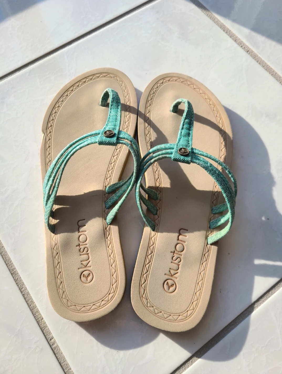 Turquoise Flip Flops - Women Size 6.5
