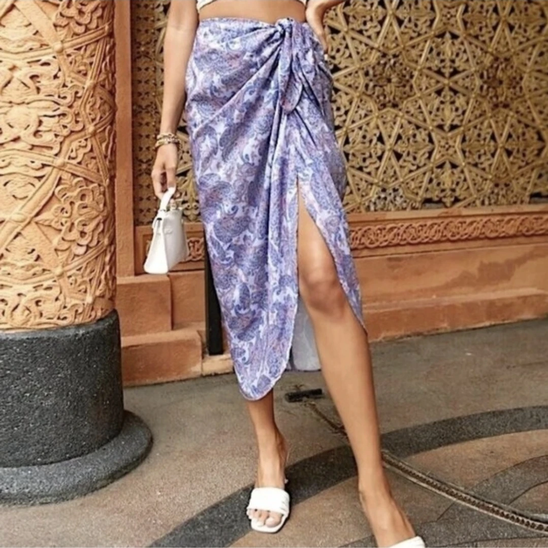 Zara high-waisted Paisley Wrap Skirt