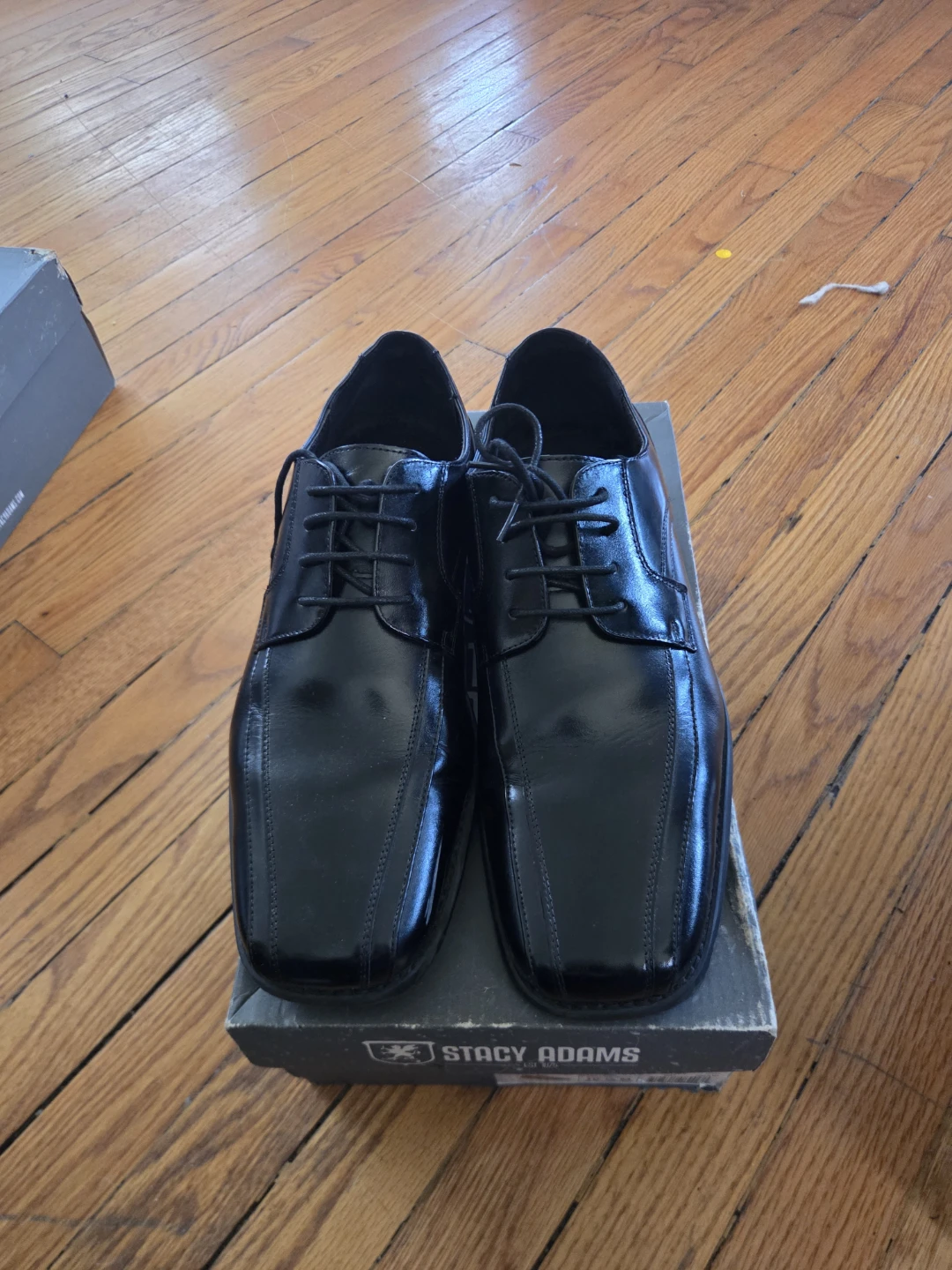 Stacy Adams Black Leather Lace-Up Dress Shoes - photo 3