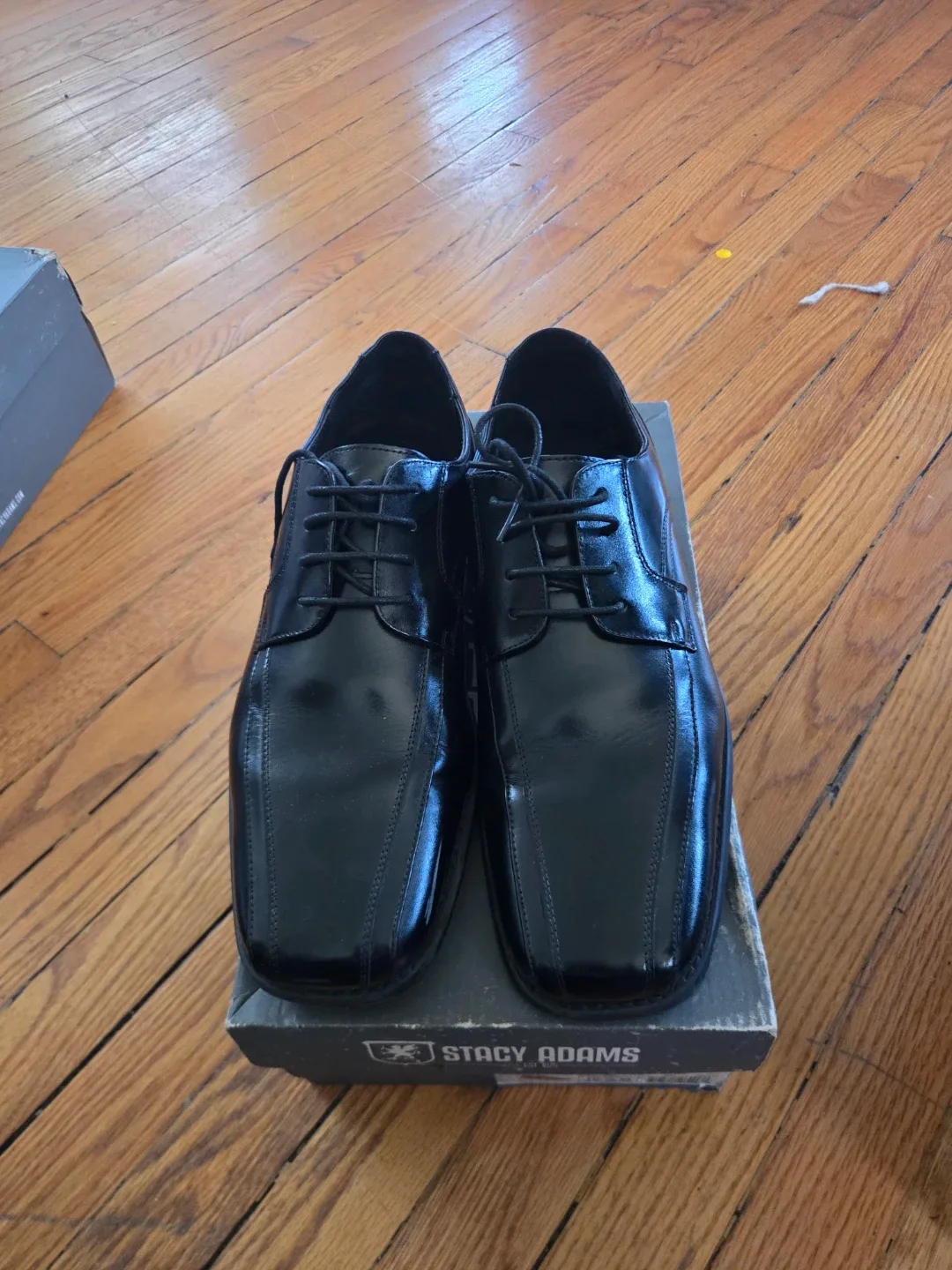 Stacy Adams Black Leather Lace-Up Dress Shoes - photo 3