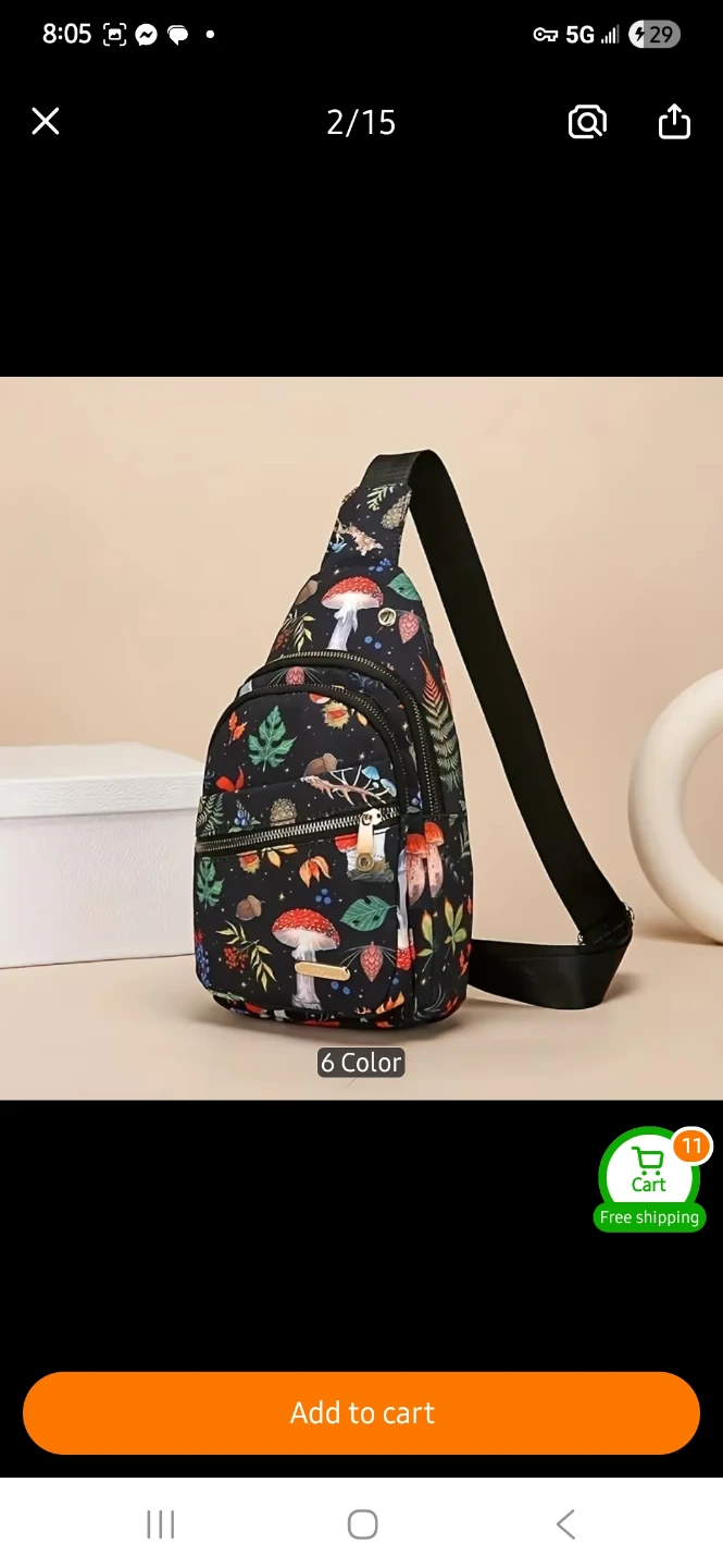 Sling Bag with Matching Pouch - Mushroom Print 🍄 - photo 5