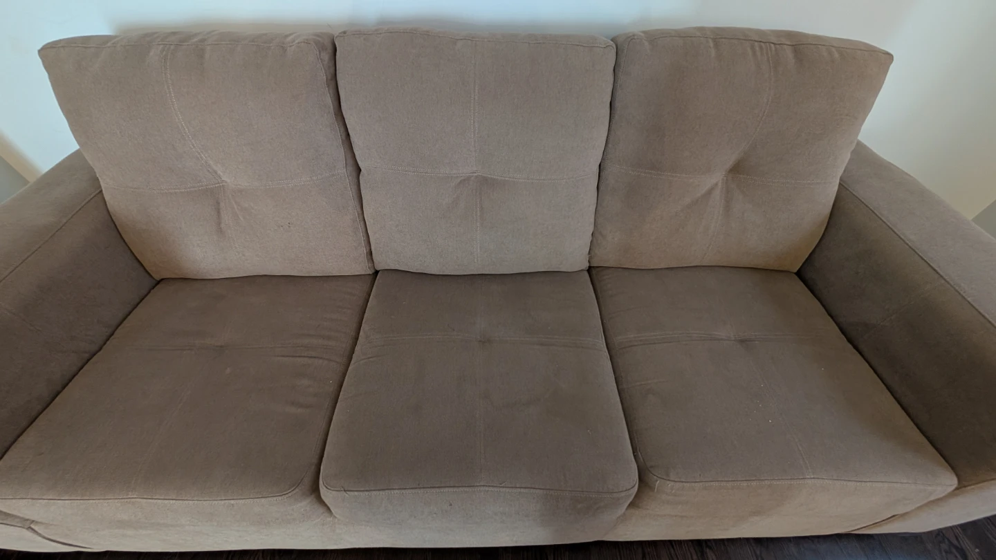 Beige 3 seater fabric sofa - photo 2
