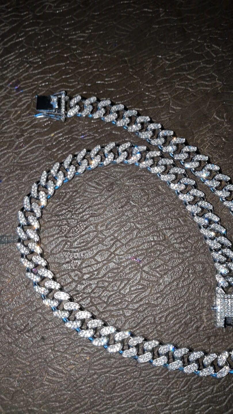 Men's Crystal Cuban Link Chain Necklace - photo 3