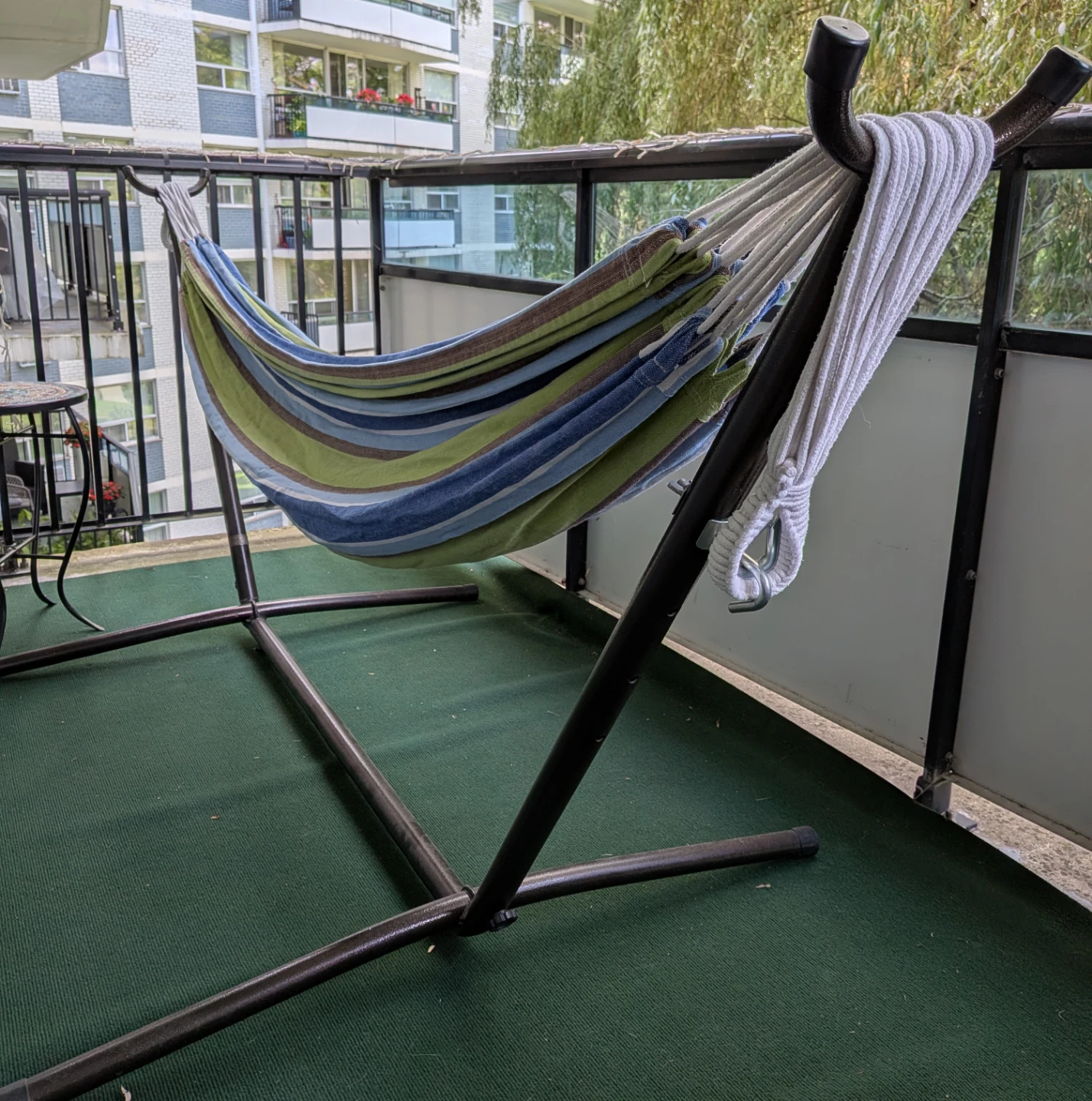 Striped Hammock with Stand and Carrying Bag