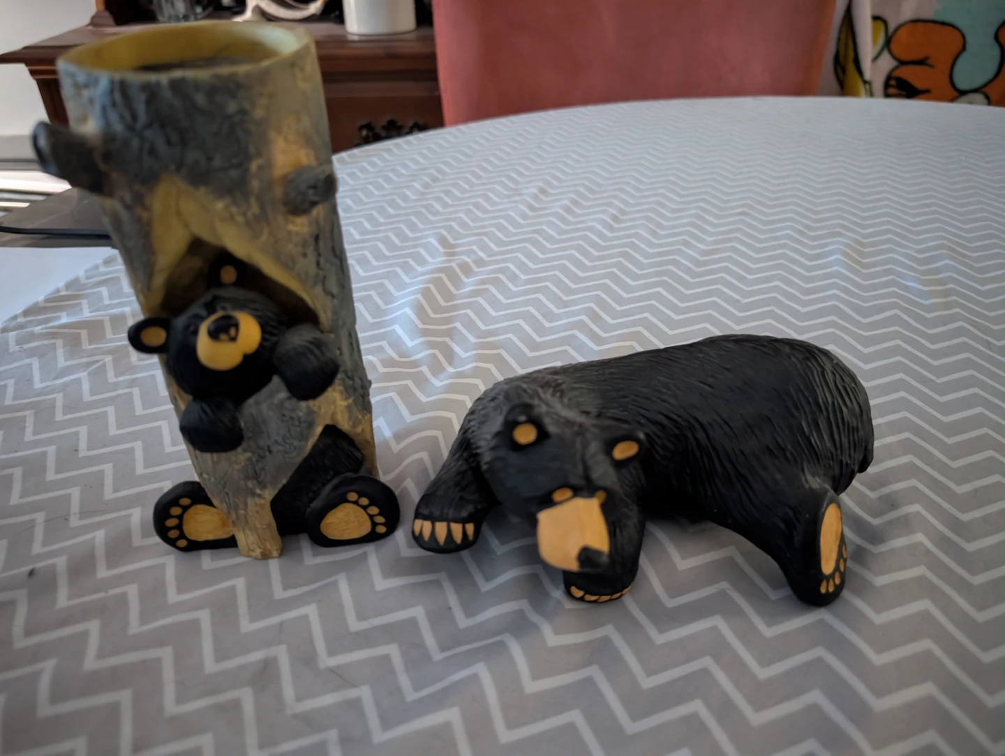 Bear Family Figurines with Log