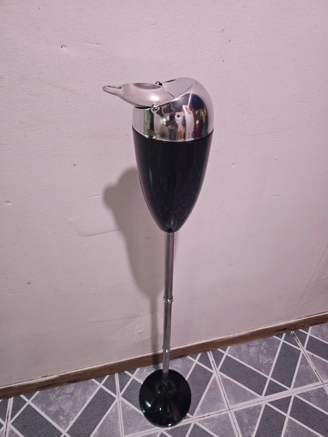 Chrome and Black Ashtray Stand