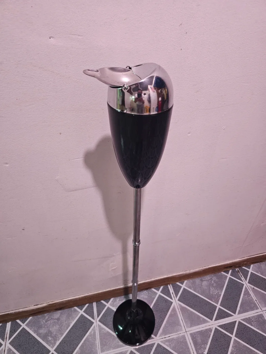 Chrome and Black Ashtray Stand