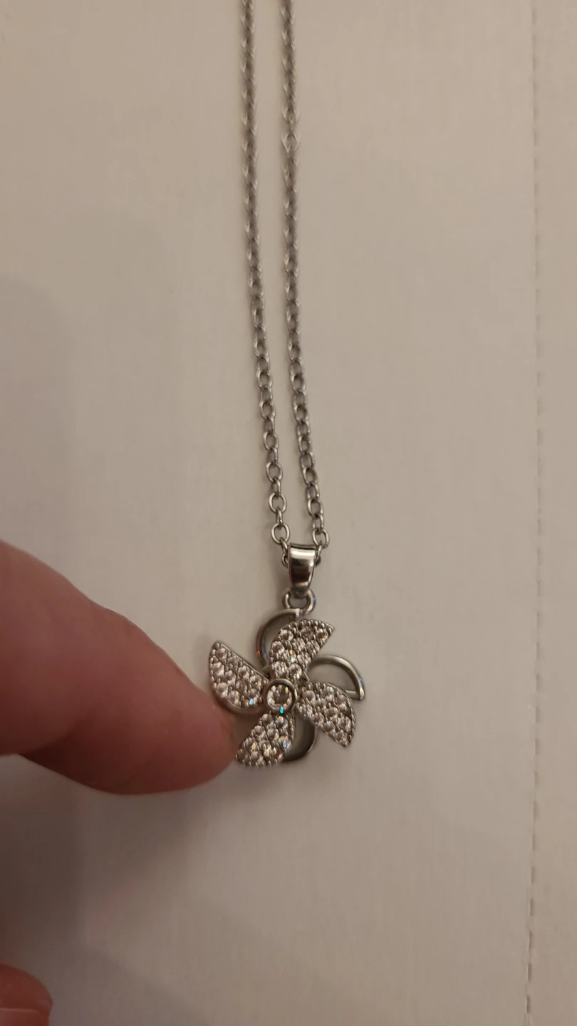 Fidget Spinner Sparkly Pinwheel Pendant Necklace - photo 2