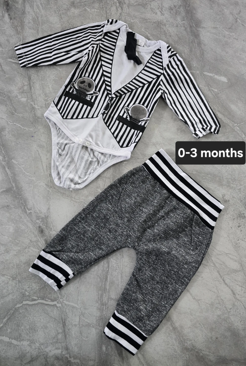 0-3 months Baby Boy's Striped Costume Bodysuit and Pants Set