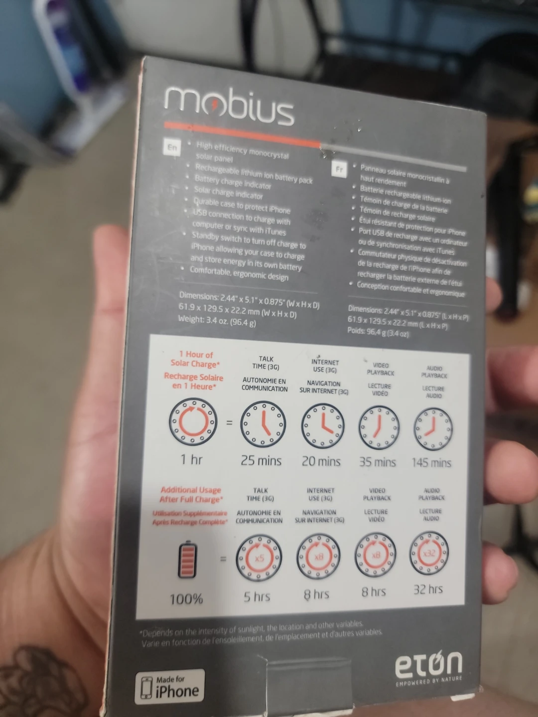Mobius Rechargeable Solar Battery Case for iPhone 4 - photo 2