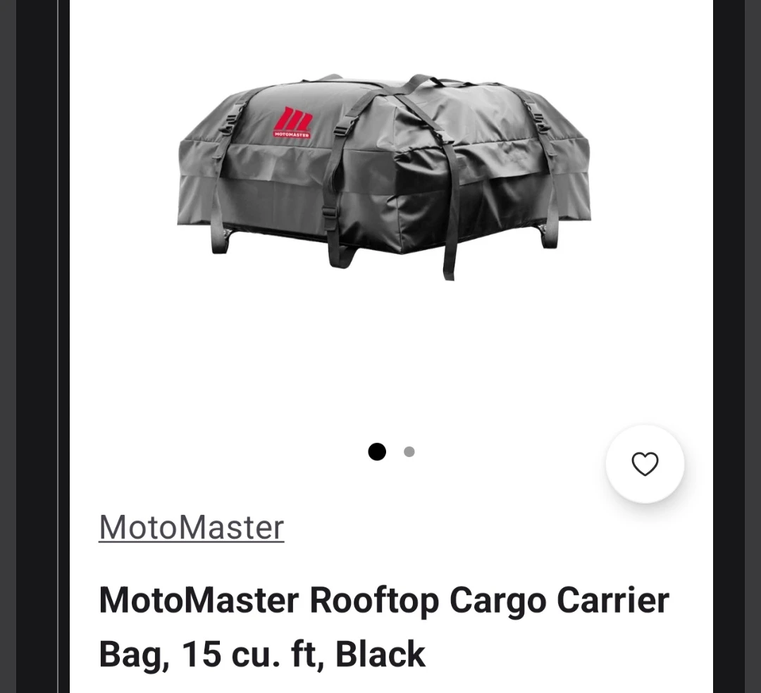 MotoMaster Rooftop Cargo Carrier Bag, 15 cu. ft., Black