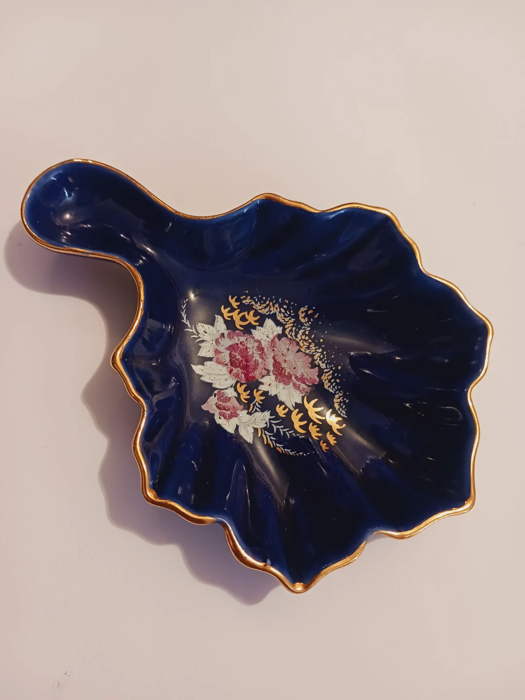 Cobalt Blue Decorative Candy Dish with Floral Design - photo 2