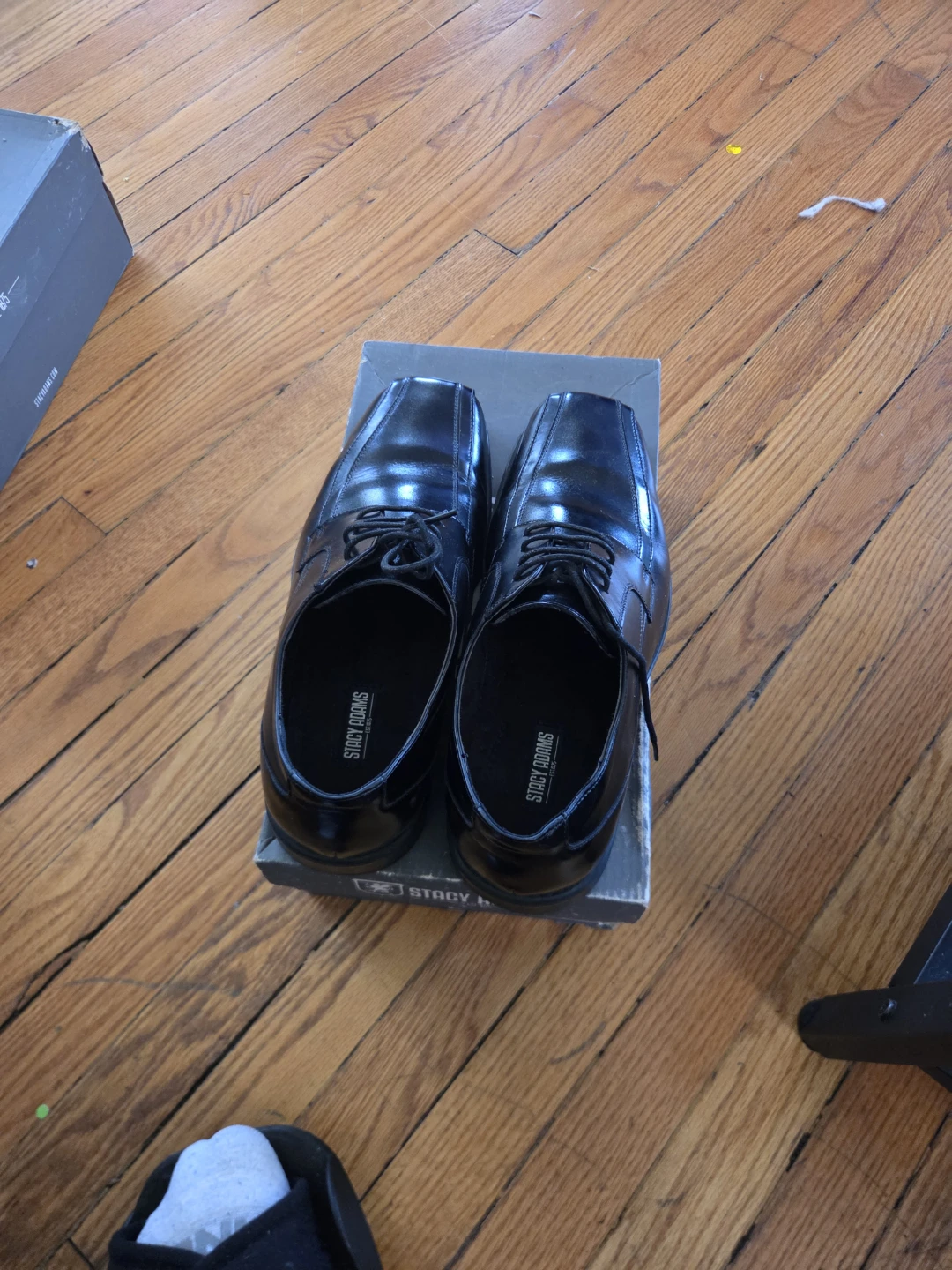 Stacy Adams Black Leather Lace-Up Dress Shoes