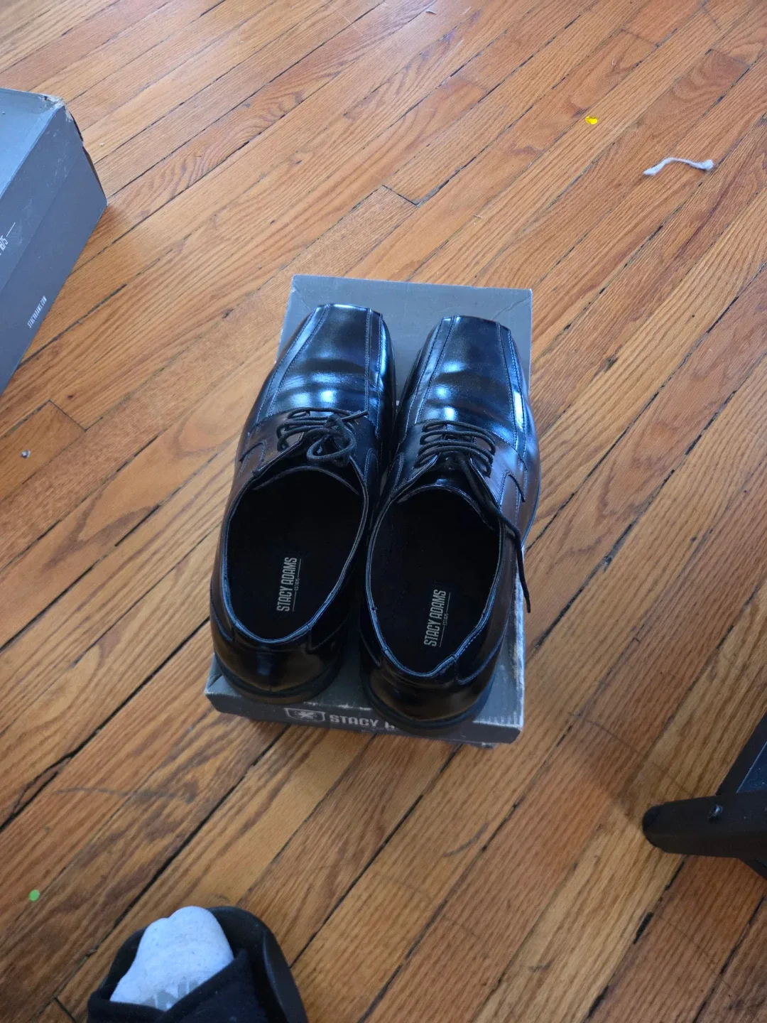 Stacy Adams Black Leather Lace-Up Dress Shoes