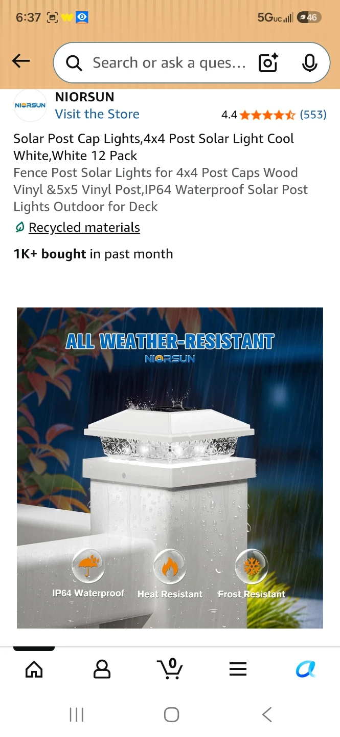 NIORSUN Solar Post Cap Lights, White, 12 Pack - photo 4