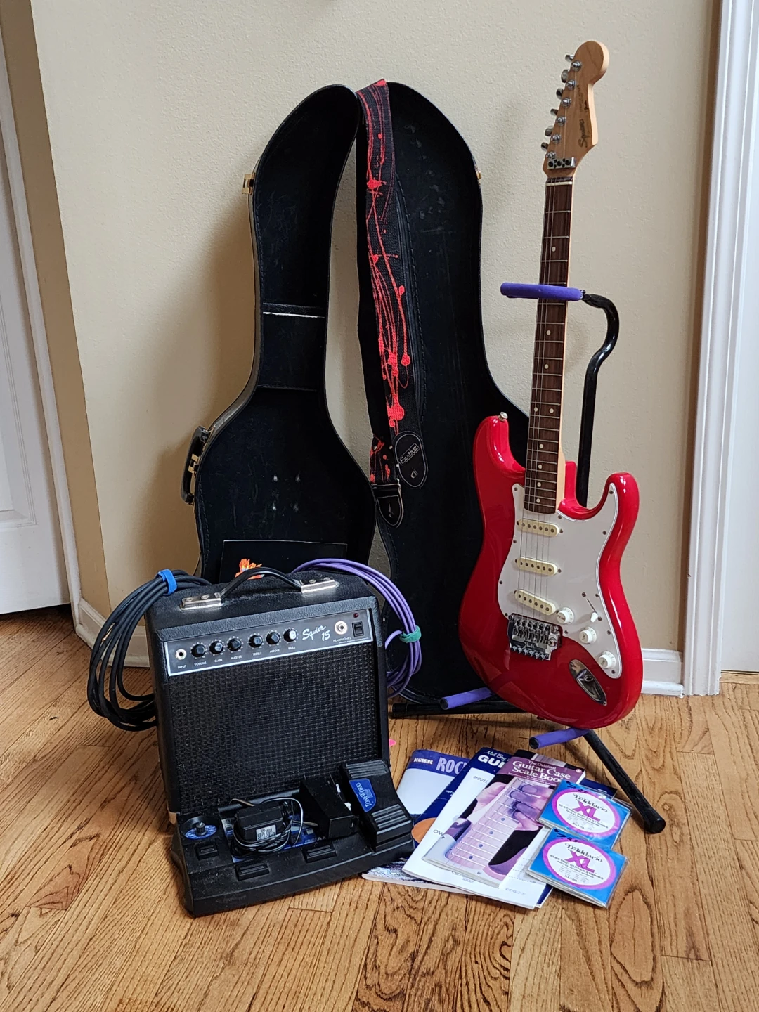 Full Electric Guitar Kit with Fender Stratocaster Squire guitar