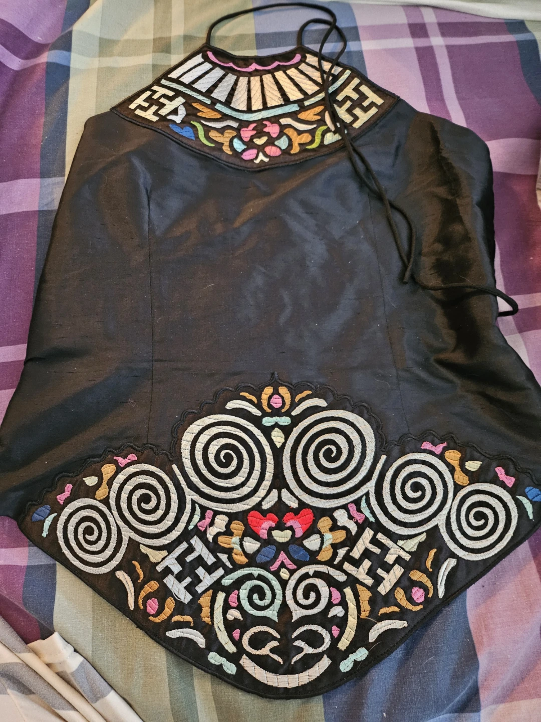 Not worn Black Embroidered Halter Top