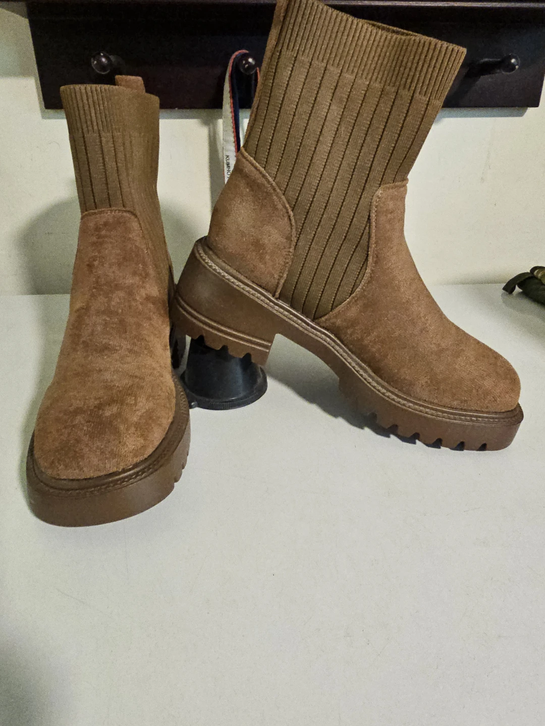 Brown Suede Sock Boots